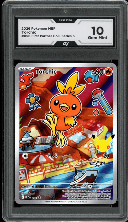 2026 Pokemon Mega Evolutions #056 Torchic First Partner Illustration Graded 10 Gem Mint