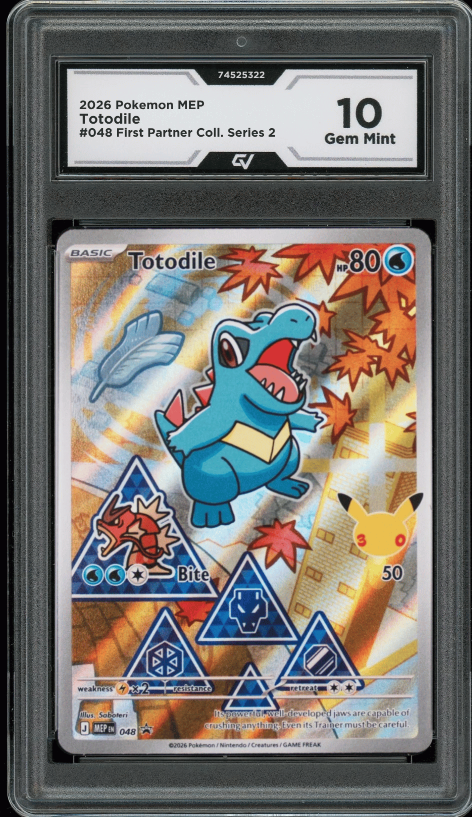 2026 Pokemon Mega Evolutions #048 Totodile First Partner Illustration Graded 10 Gem Mint