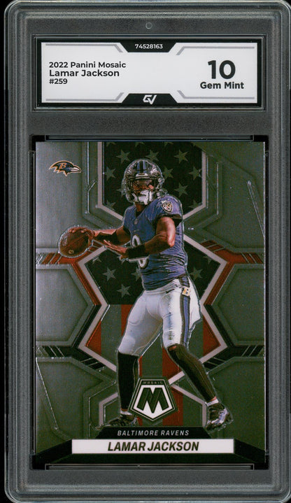 2022 Panini Mosaic #259 Lamar Jackson Graded 10 Gem Mint - Front