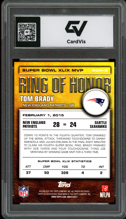 2026 Topps Flagship #ROH-5 Tom Brady Ring of Honor Graded 10 Gem Mint