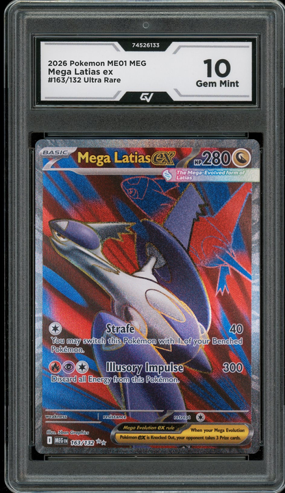 2026 Pokemon ME01 Mega Evolutions #163/132 Mega Latias EX Ultra Rare Graded 10 Gem Mint