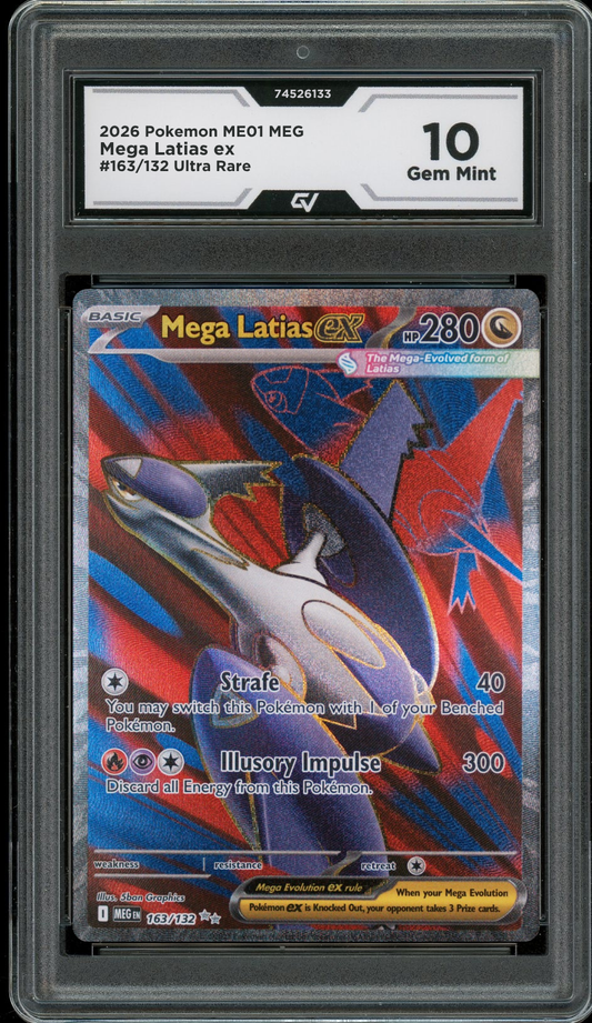 2026 Pokemon ME01 Mega Evolutions #163/132 Mega Latias EX Ultra Rare Graded 10 Gem Mint