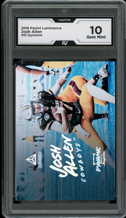 2018 Panini Luminance #13 Josh Allen Dynamic Rookie Card RC Graded 10 Gem Mint - Front