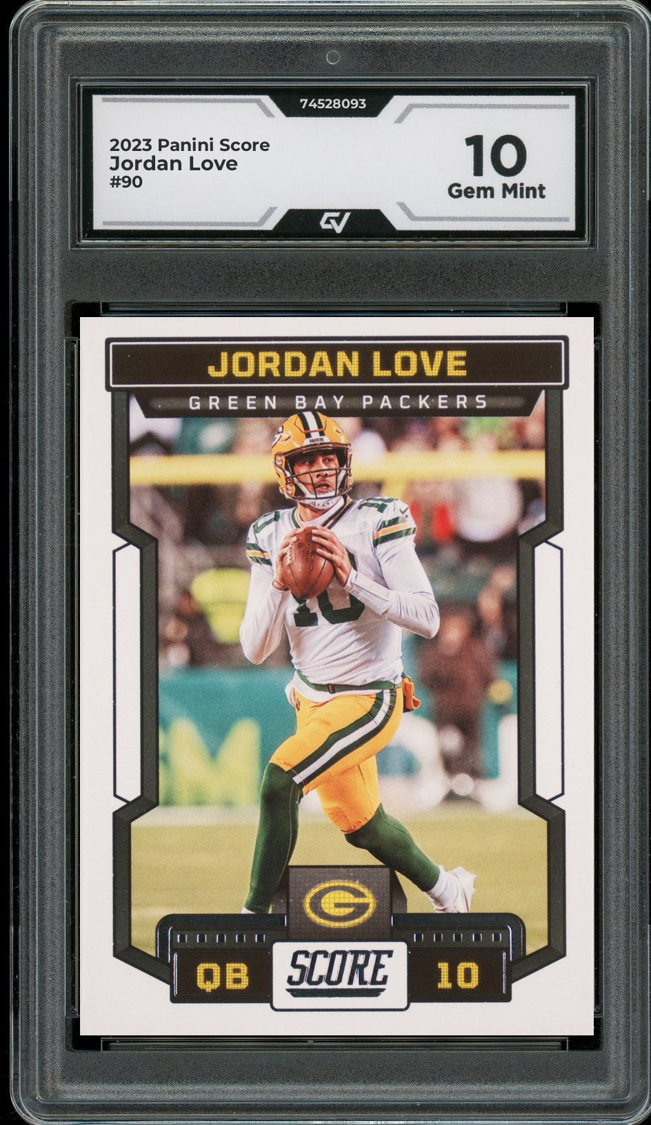 2023 Panini Score #90 Jordan Love Graded 10 Gem Mint - Front