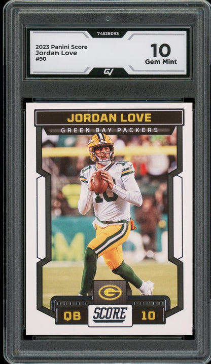 2023 Panini Score #90 Jordan Love Graded 10 Gem Mint - Front
