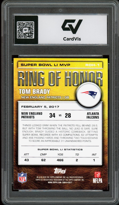 2026 Topps Flagship #ROH-1 Tom Brady Ring of Honor Graded 10 Gem Mint