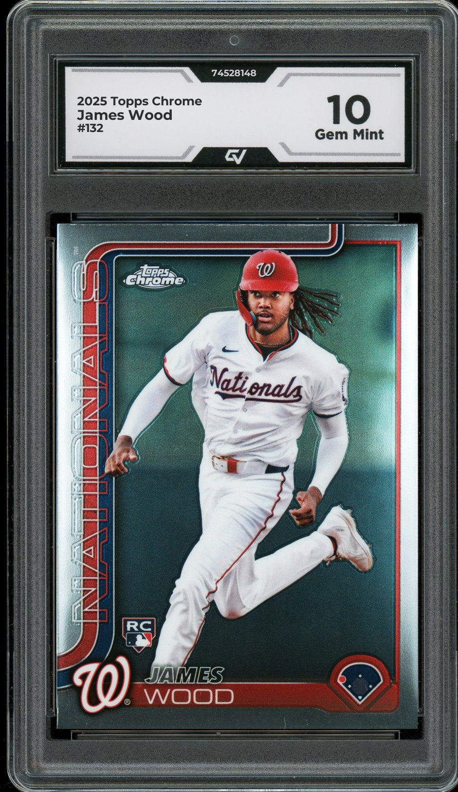 2025 Topps Chrome #132 James Wood Rookie Card RC Graded 10 Gem Mint - Front