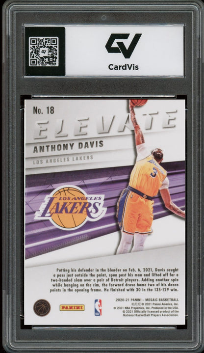 2020 Panini Mosaic #18 Anthony Davis Elevate Graded 10 Gem Mint - Back