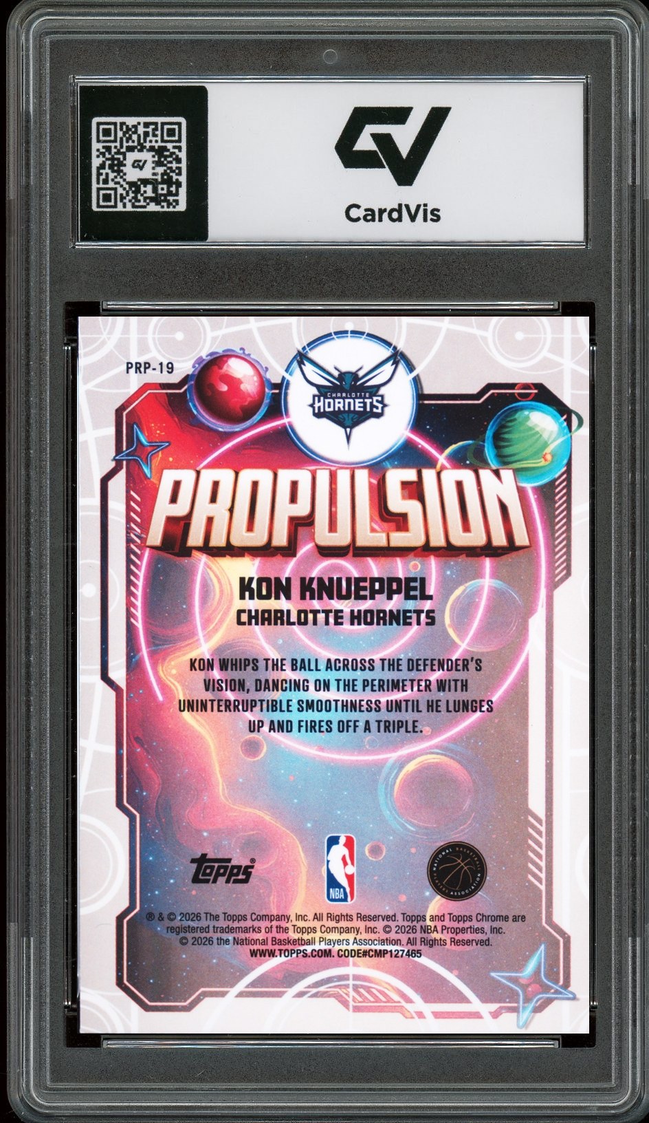 2025 Topps Cosmic Chrome #19 Kon Knueppel Propulsion Rookie Card RC Graded 10 Gem Mint - Back