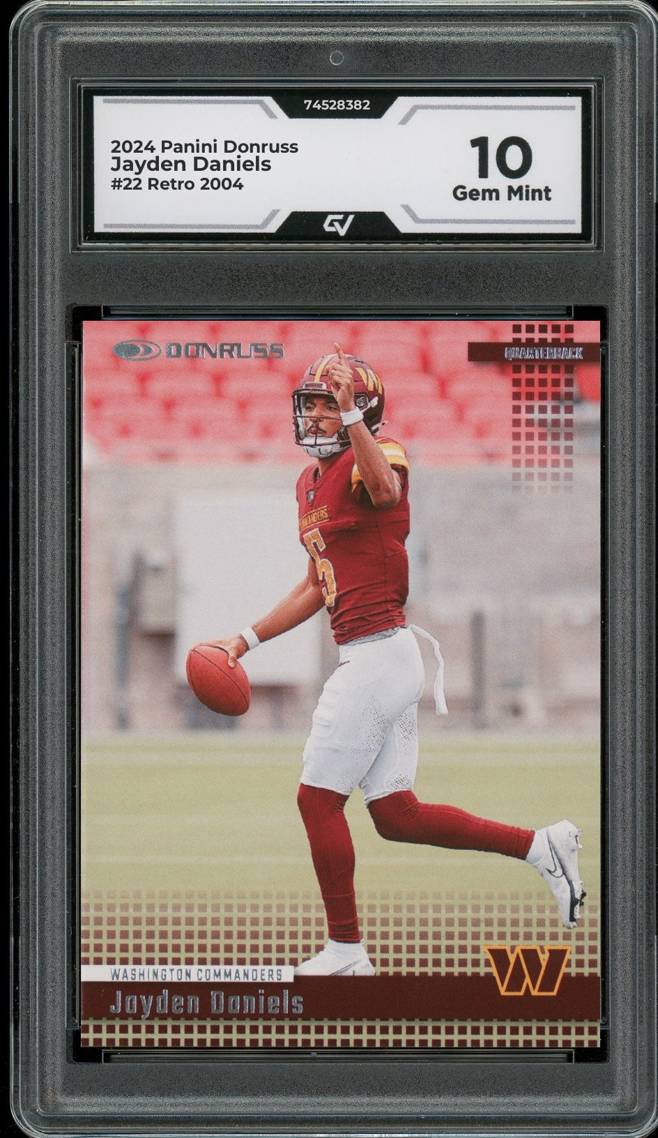 2024 Panini Donruss #22 Jayden Daniels Retro 2004 Graded 10 Gem Mint - Front