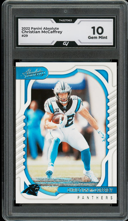 2022 Panini Absolute #29 Christian McCaffrey Graded 10 Gem Mint - Front