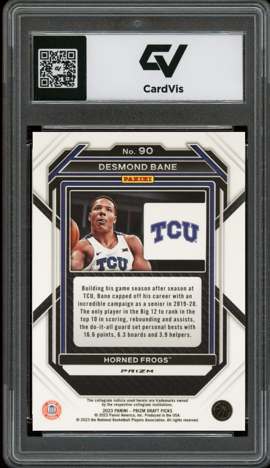 2023 Panini Prizm Draft Picks #90 Desmond Bane Red Ice Graded 10 Gem Mint - Back