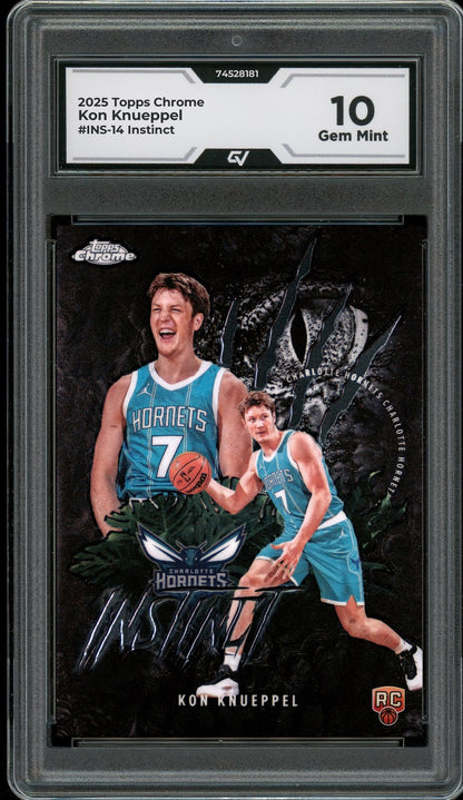 2025 Topps Chrome #INS-14 Kon Knueppel Instinct Rookie Card RC Graded 10 Gem Mint - Front