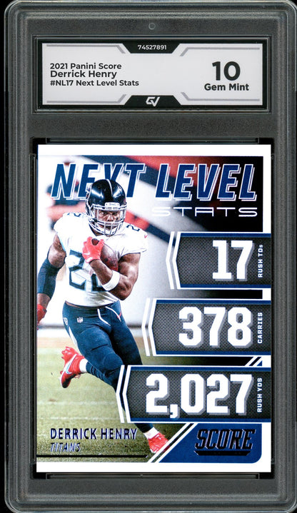 2021 Panini Score #NL17 Derrick Henry Next Level Stats Graded 10 Gem Mint - Front