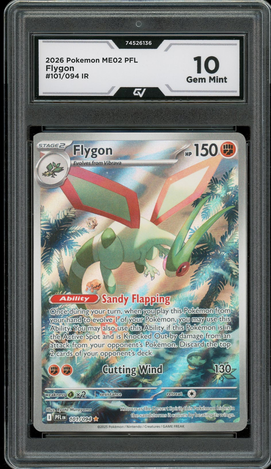 2026 Pokemon ME02 Phantasmal Flames #101/094 Flygon IR Graded 10 Gem Mint