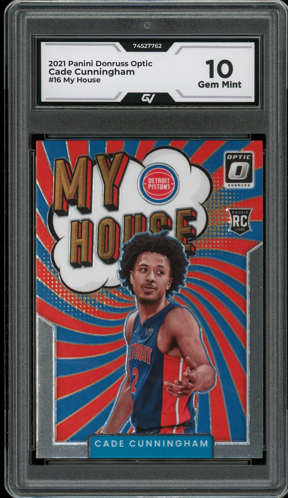 2021 Panini Donruss Optic #16 Cade Cunningham My House Rookie Card RC Graded 10 Gem Mint - Front
