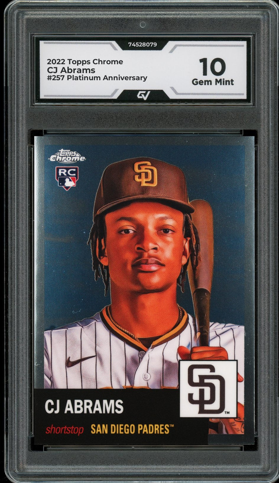 2022 Topps Chrome #257 CJ Abrams Platinum Anniversary Rookie Card RC Graded 10 Gem Mint - Front