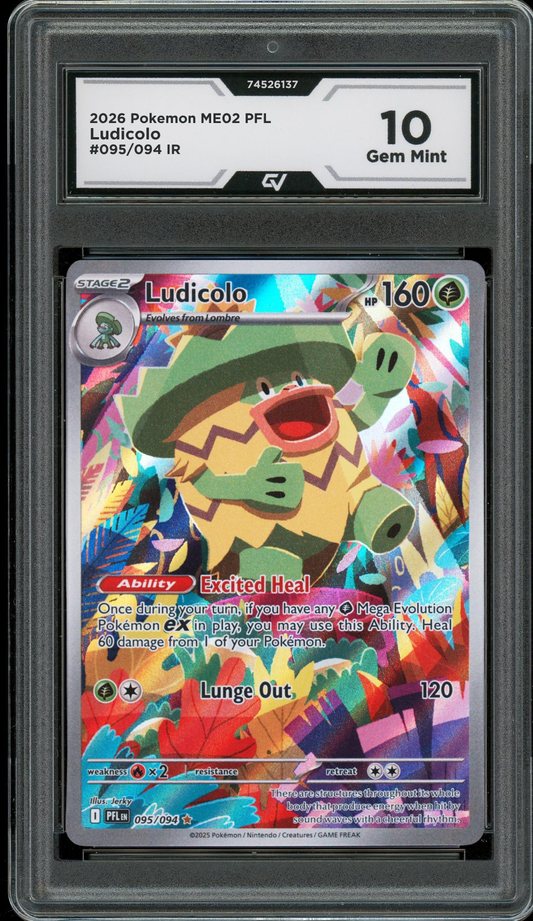 2026 Pokemon ME02 Phantasmal Flames #095/094 Ludicolo IR Graded 10 Gem Mint