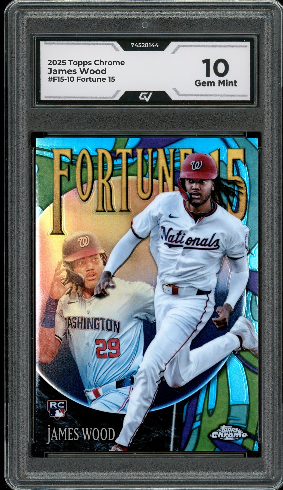 2025 Topps Chrome #F15-10 James Wood Fortune 15 Rookie Card RC Graded 10 Gem Mint - Front