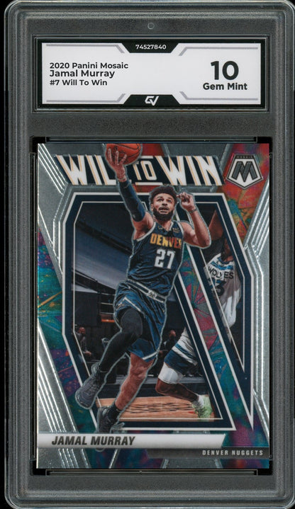 2020 Panini Mosaic #7 Jamal Murray Will To Win Graded 10 Gem Mint - Front