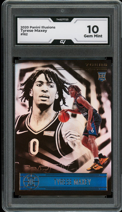 2020 Panini Illusions #162 Tyrese Maxey Rookie Card RC Graded 10 Gem Mint - Front