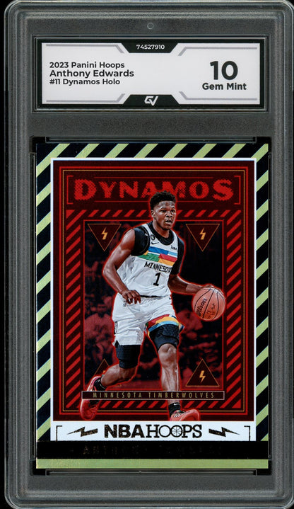2023 Panini Hoops #11 Anthony Edwards Dynamos Holo Graded 10 Gem Mint - Front