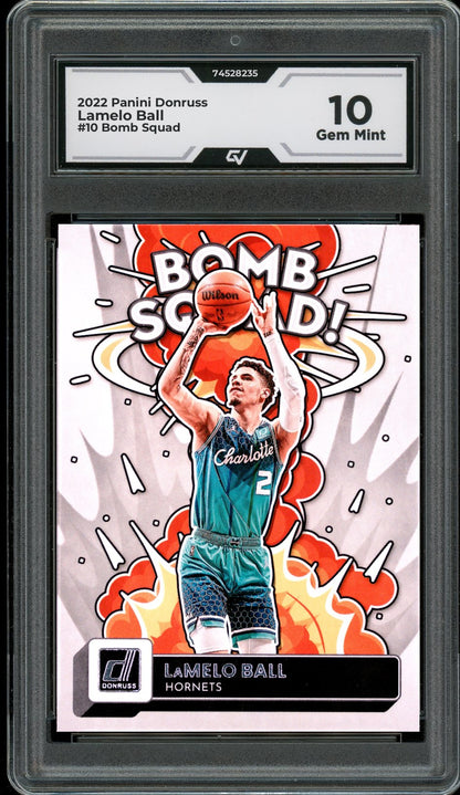 2022 Panini Donruss #10 Lamelo Ball Bomb Squad Graded 10 Gem Mint - Front