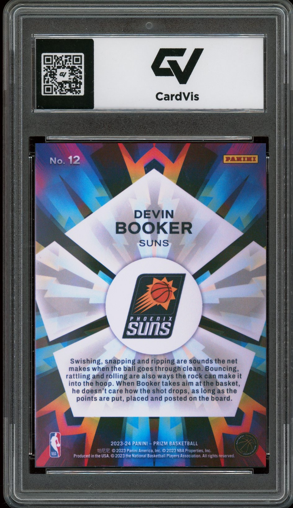 2023 Panini Prizm #12 Devin Booker Kaleidoscopic Graded 10 Gem Mint - Back