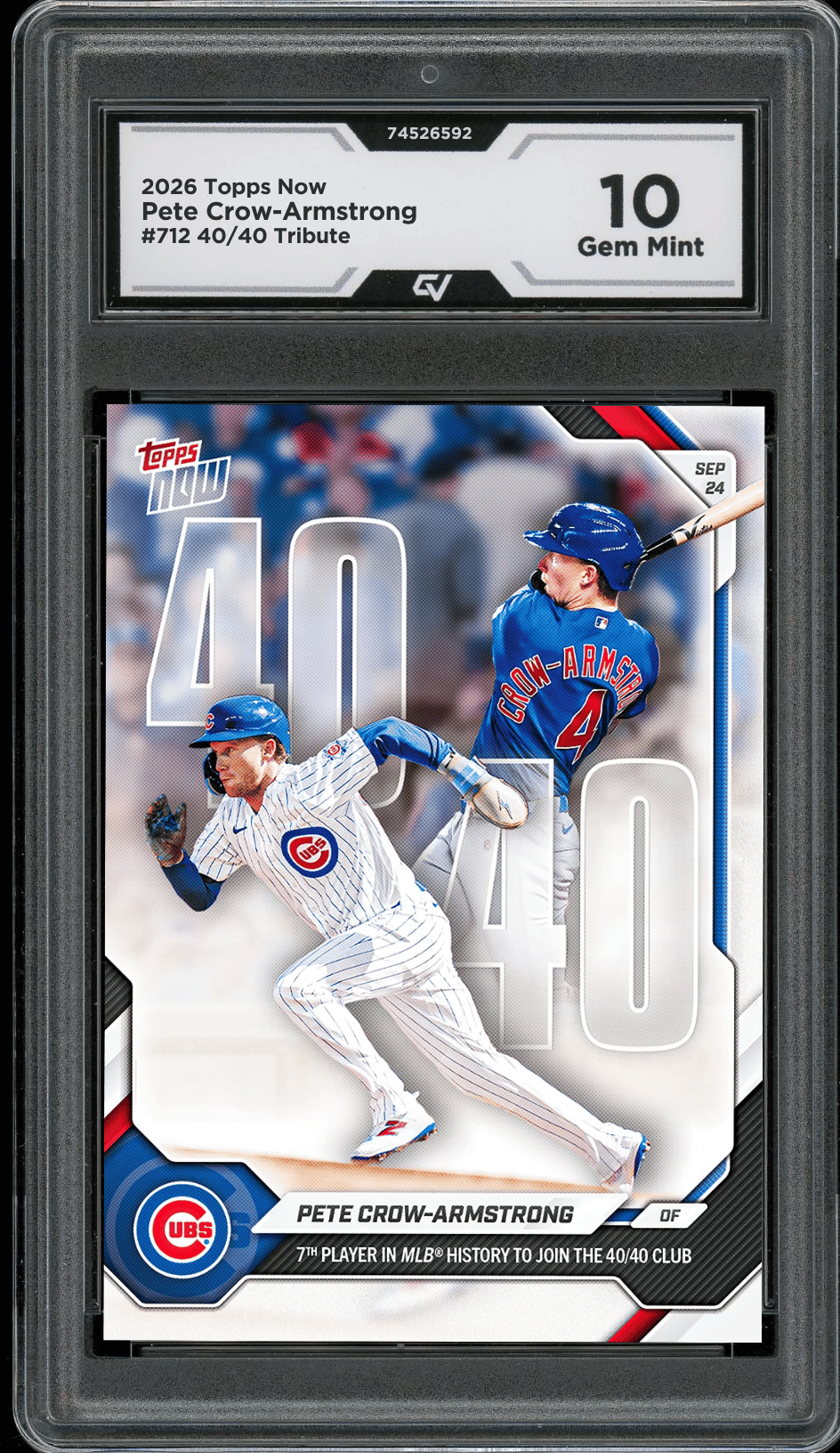 2026 Topps Now #712 Pete Crow-Armstrong 40/40 Tribute Graded 10 Gem Mint Presale