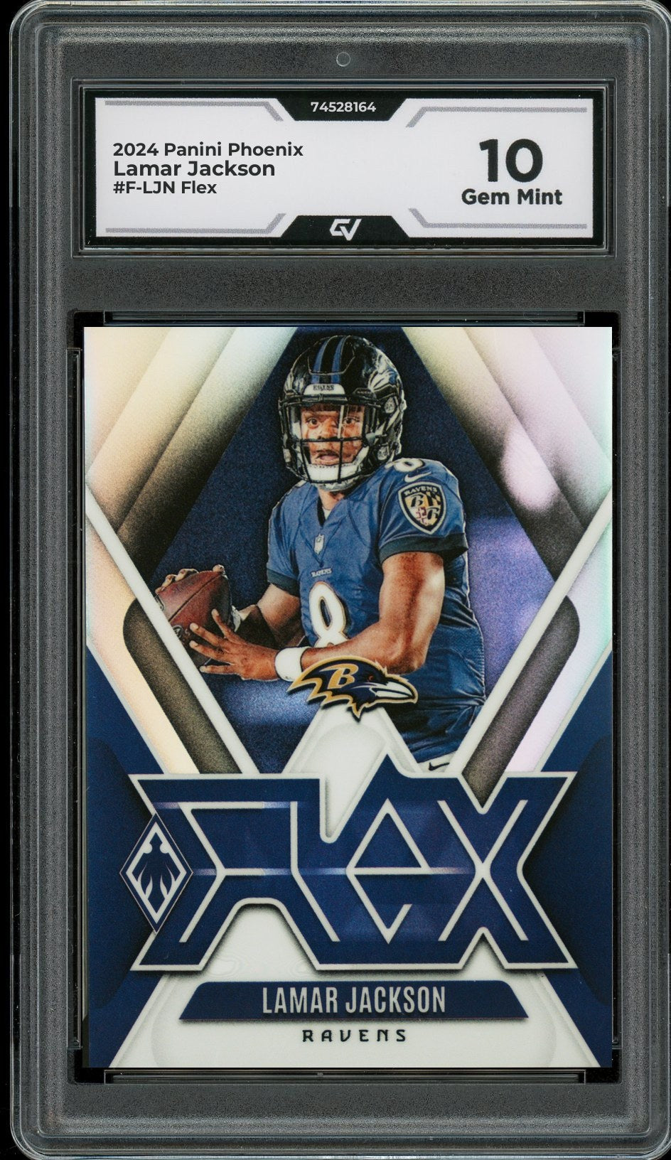 2024 Panini Phoenix #F-LJN Lamar Jackson Flex Graded 10 Gem Mint - Front