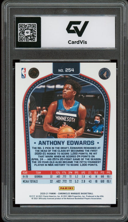 2020 Panini Chronicles #254 Anthony Edwards Marquee Rookie Card RC Graded 10 Gem Mint - Back
