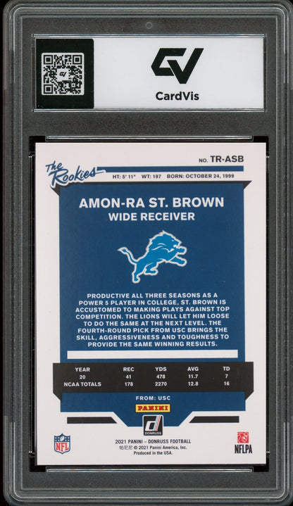 2021 Panini Donruss #TR-ASB Amon-Ra St. Brown The Rookies Rookie Card RC Graded 10 Gem Mint - Back