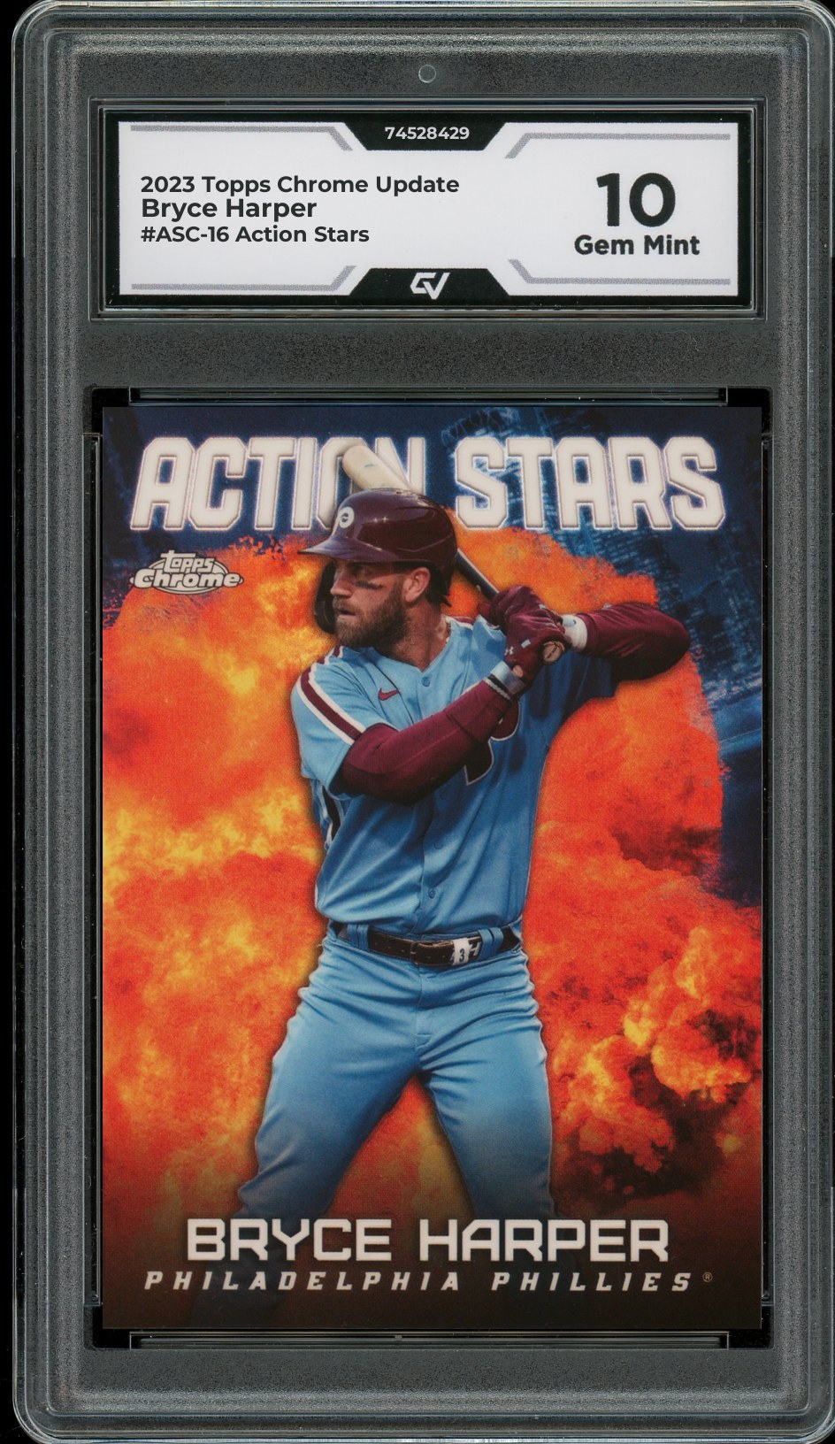 2023 Topps Chrome Update #ASC-16 Bryce Harper Action Stars Graded 10 Gem Mint - Front