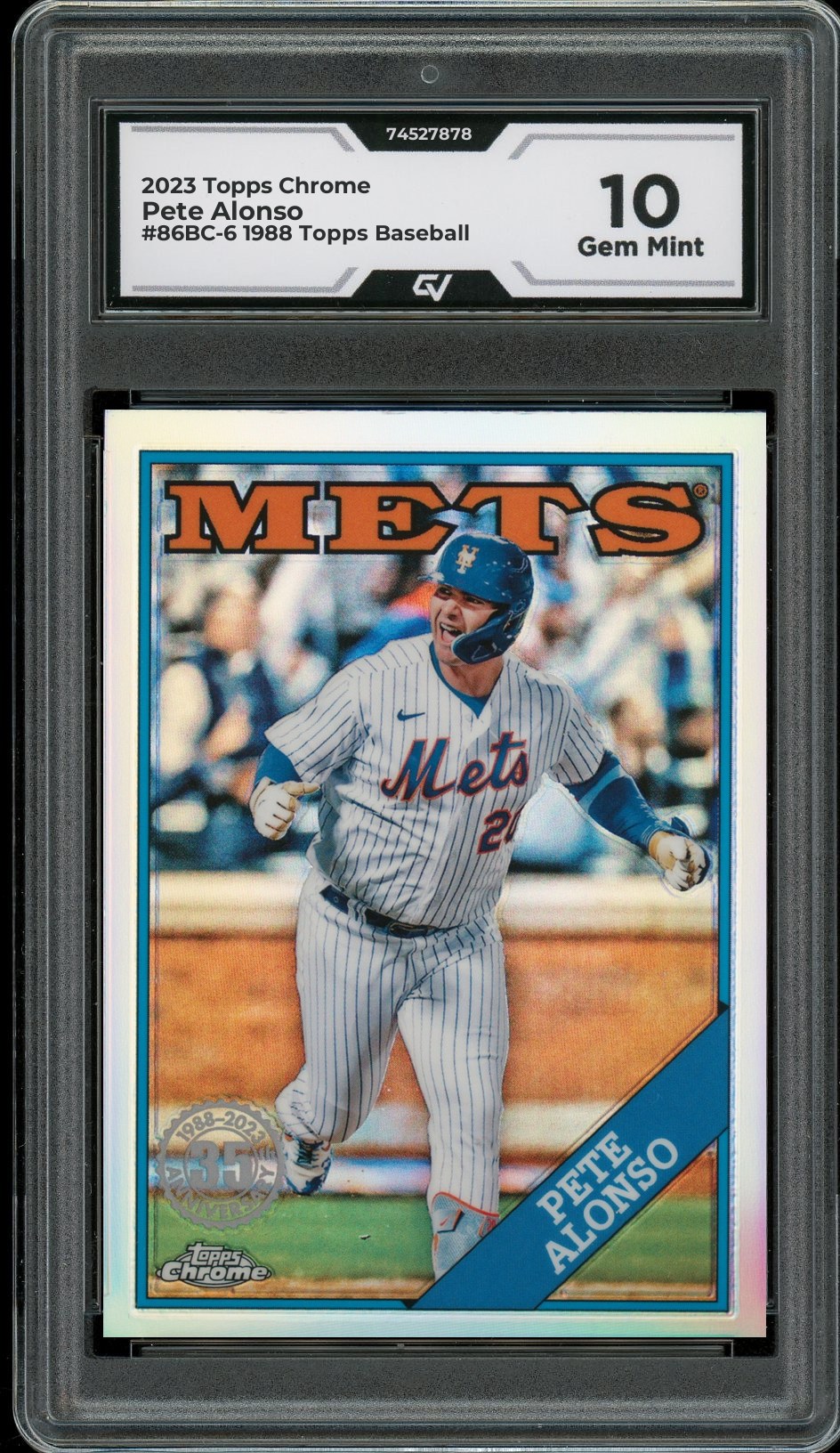 2023 Topps Chrome #86BC-6 Pete Alonso 1988 Topps Baseball Graded 10 Gem Mint - Front