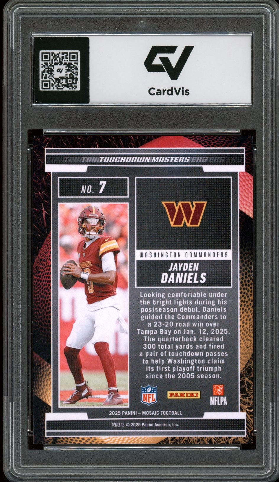 2025 Panini Mosaic #7 Jayden Daniels Touchdown Masters Graded 10 Gem Mint - Back