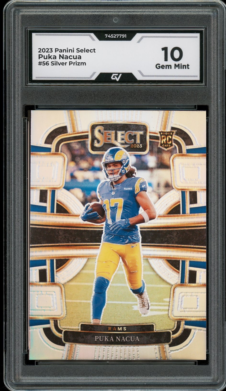 2023 Panini Select #56 Puka Nacua Silver Prizm Rookie Card RC Graded 10 Gem Mint - Front