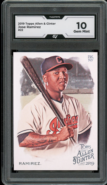 2019 Topps Allen & Ginter #22 Jose Ramirez Graded 10 Gem Mint - Front