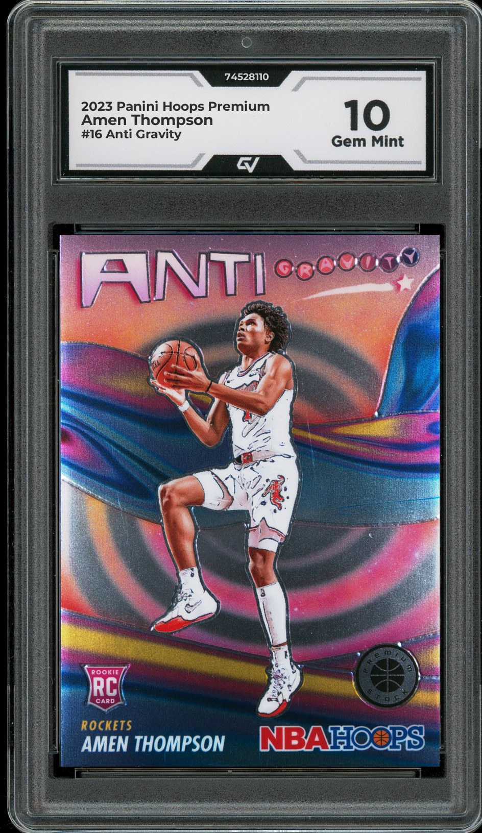 2023 Panini Hoops Premium #16 Amen Thompson Anti Gravity Rookie Card RC Graded 10 Gem Mint - Front