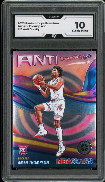 2023 Panini Hoops Premium #16 Amen Thompson Anti Gravity Rookie Card RC Graded 10 Gem Mint - Front