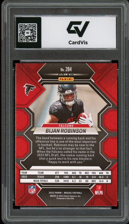 2023 Panini Mosaic #284 Bijan Robinson Rookie Card RC Graded 10 Gem Mint - Back