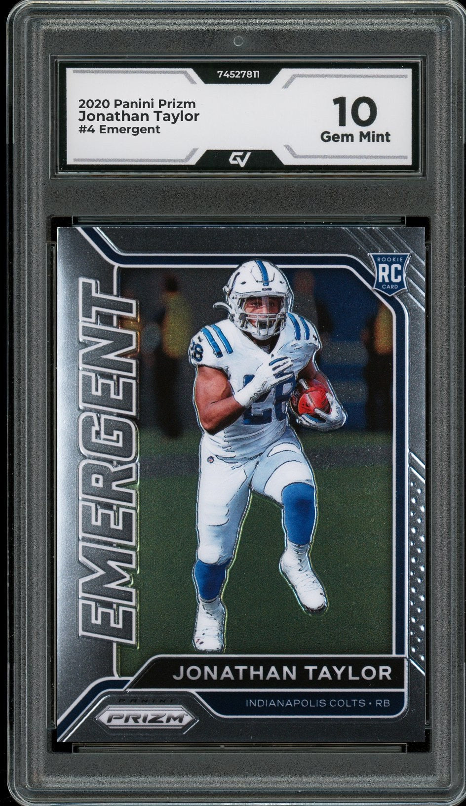 2020 Panini Prizm #4 Jonathan Taylor Emergent Rookie Card RC Graded 10 Gem Mint - Front