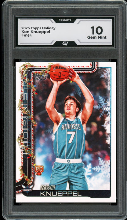 2025 Topps Holiday #H164 Kon Knueppel Rookie Card RC Graded 10 Gem Mint - Front