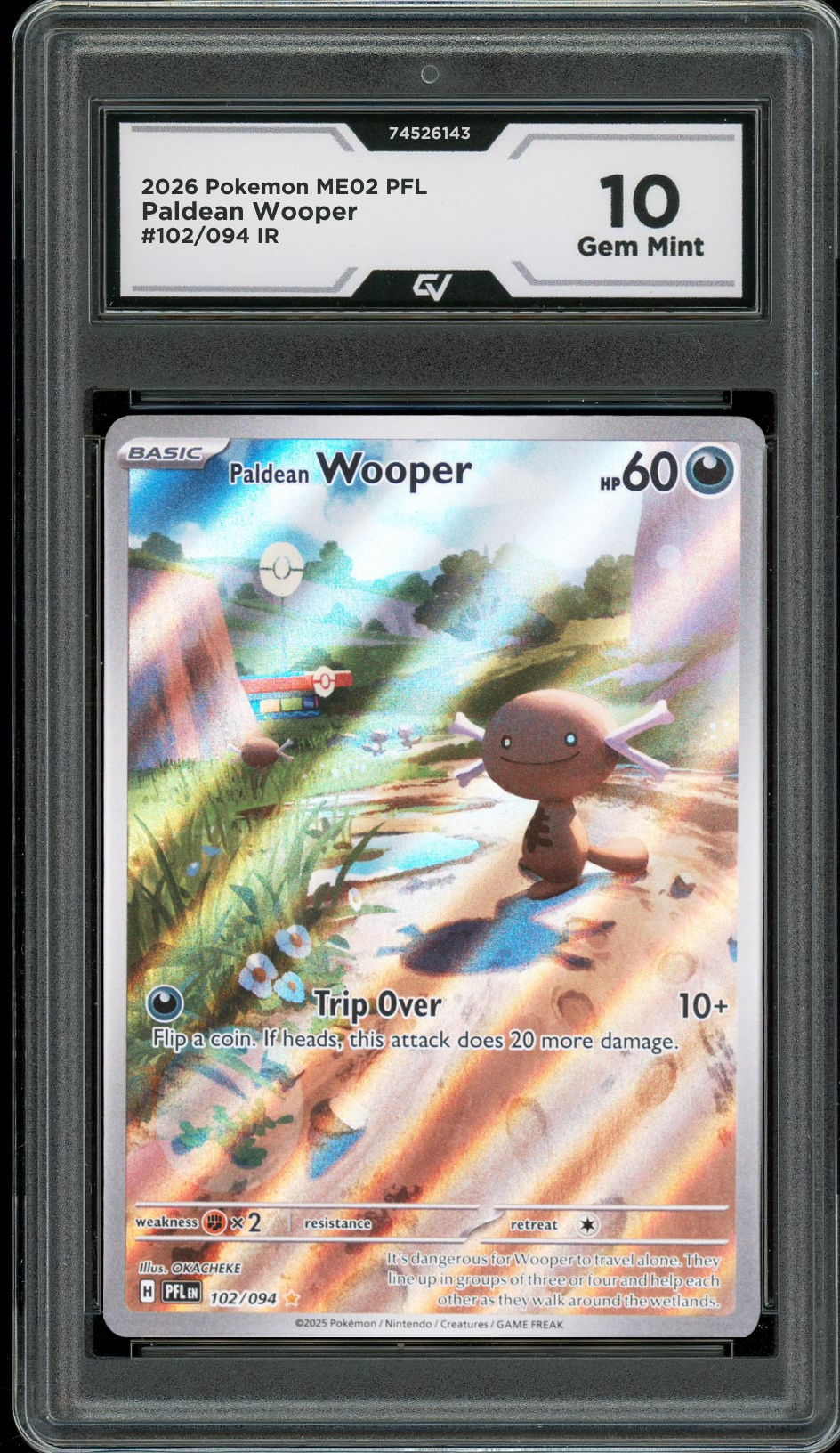 2026 Pokemon ME02 Phantasmal Flames #102/094 Paldean Wooper IR Graded 10 Gem Mint