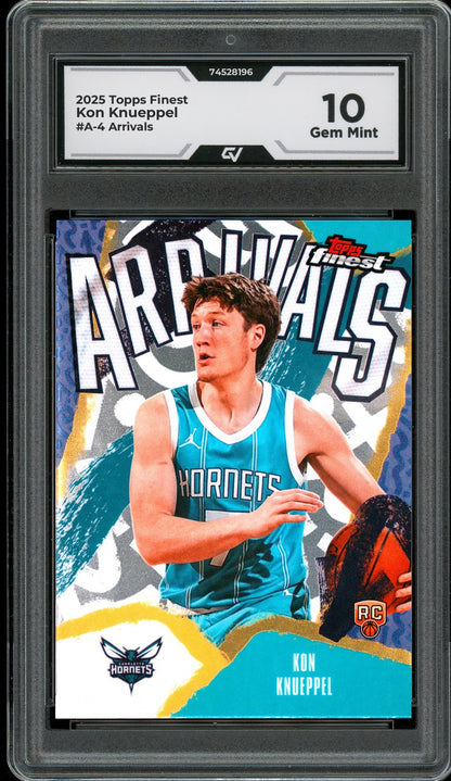 2025 Topps Finest #A-4 Kon Knueppel Arrivals Rookie Card RC Graded 10 Gem Mint - Front