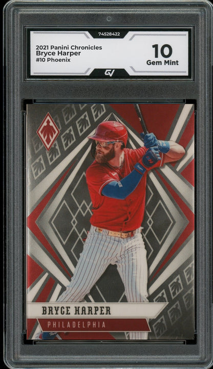 2021 Panini Chronicles #10 Bryce Harper Phoenix Graded 10 Gem Mint - Front
