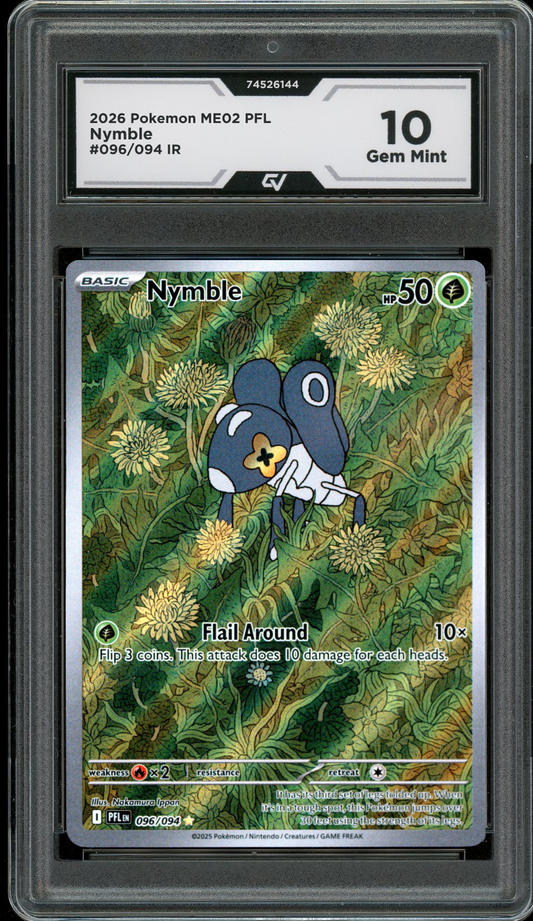 2026 Pokemon ME02 Phantasmal Flames #096/094 Nymble IR Graded 10 Gem Mint