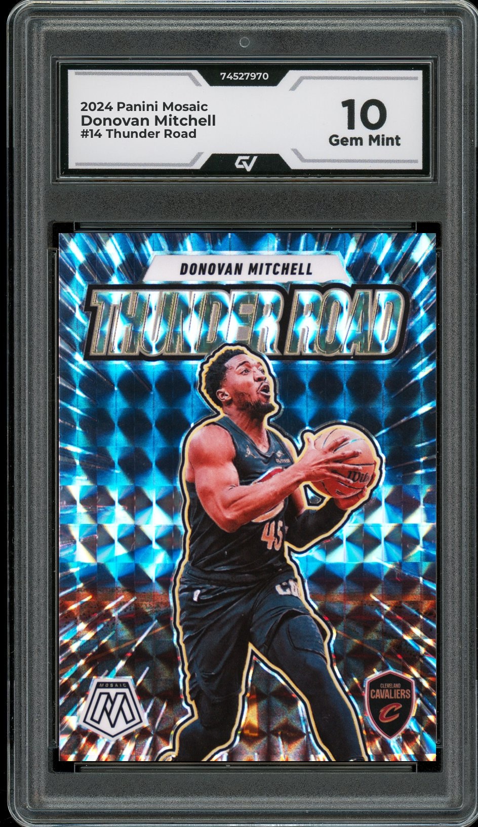 2024 Panini Mosaic #14 Donovan Mitchell Thunder Road Graded 10 Gem Mint - Front