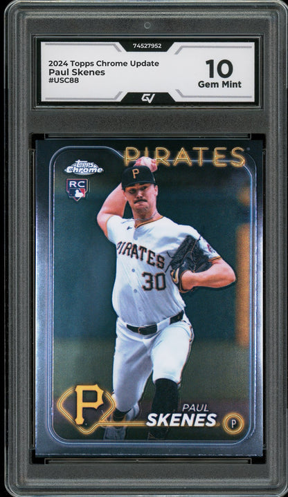 2024 Topps Chrome Update #USC88 Paul Skenes Rookie Card RC Graded 10 Gem Mint - Front