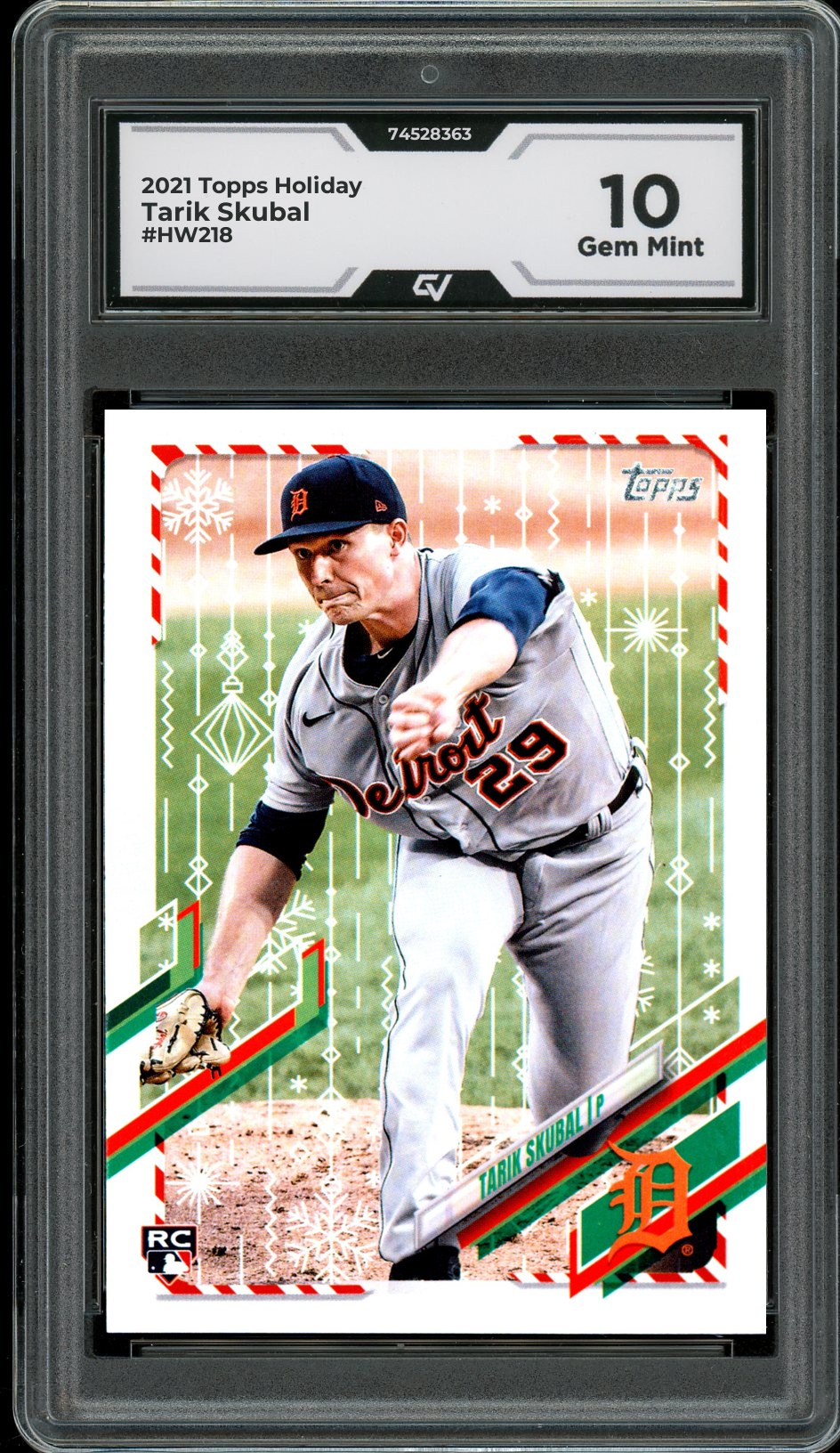 2021 Topps Holiday #HW218 Tarik Skubal Rookie Card RC Graded 10 Gem Mint - Front