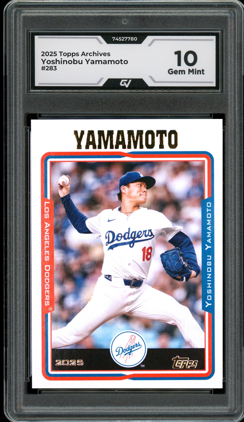2025 Topps Archives #283 Yoshinobu Yamamoto Graded 10 Gem Mint - Front
